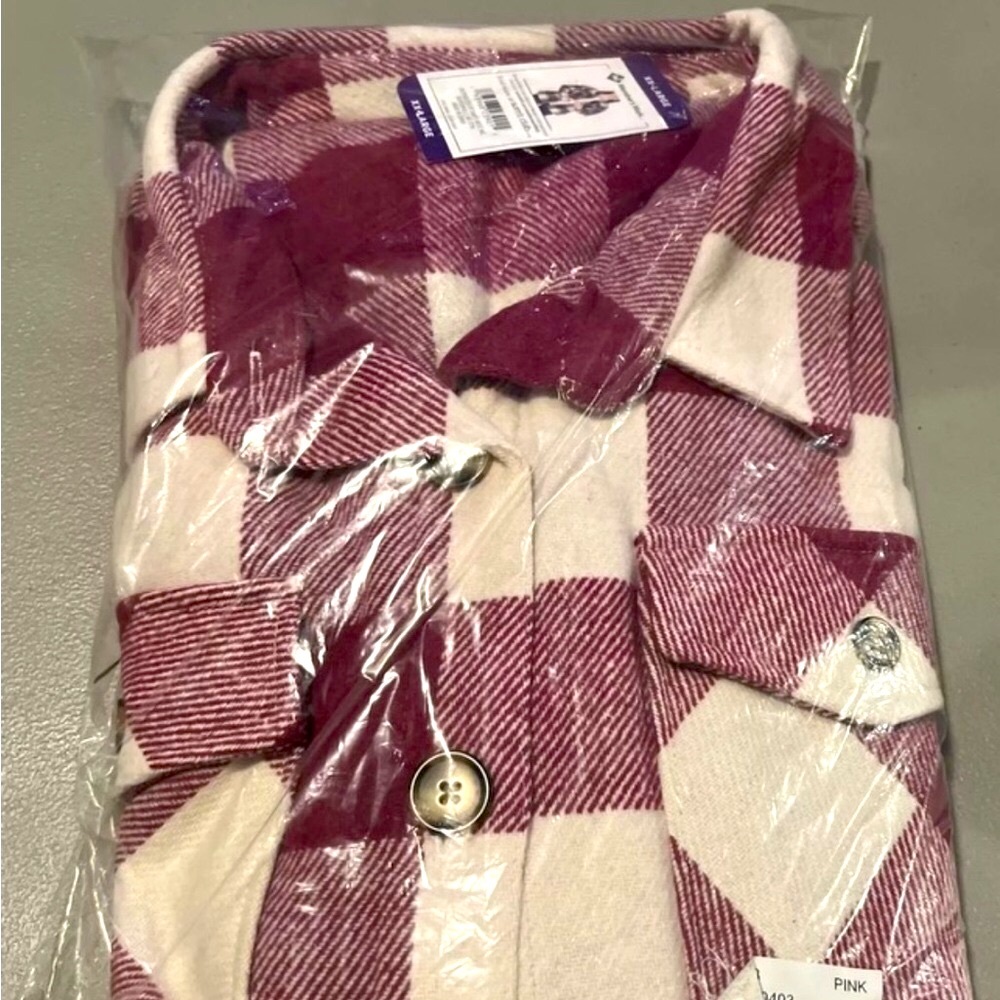 XXL pink white shacket NWT